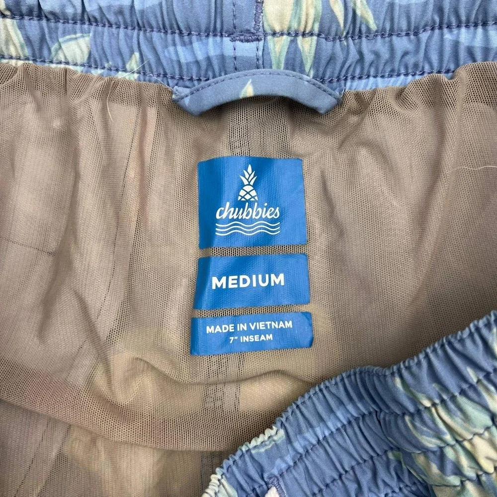 Chubbies Shorts Men Medium Blue Agave Lime Print Swim Trunks M